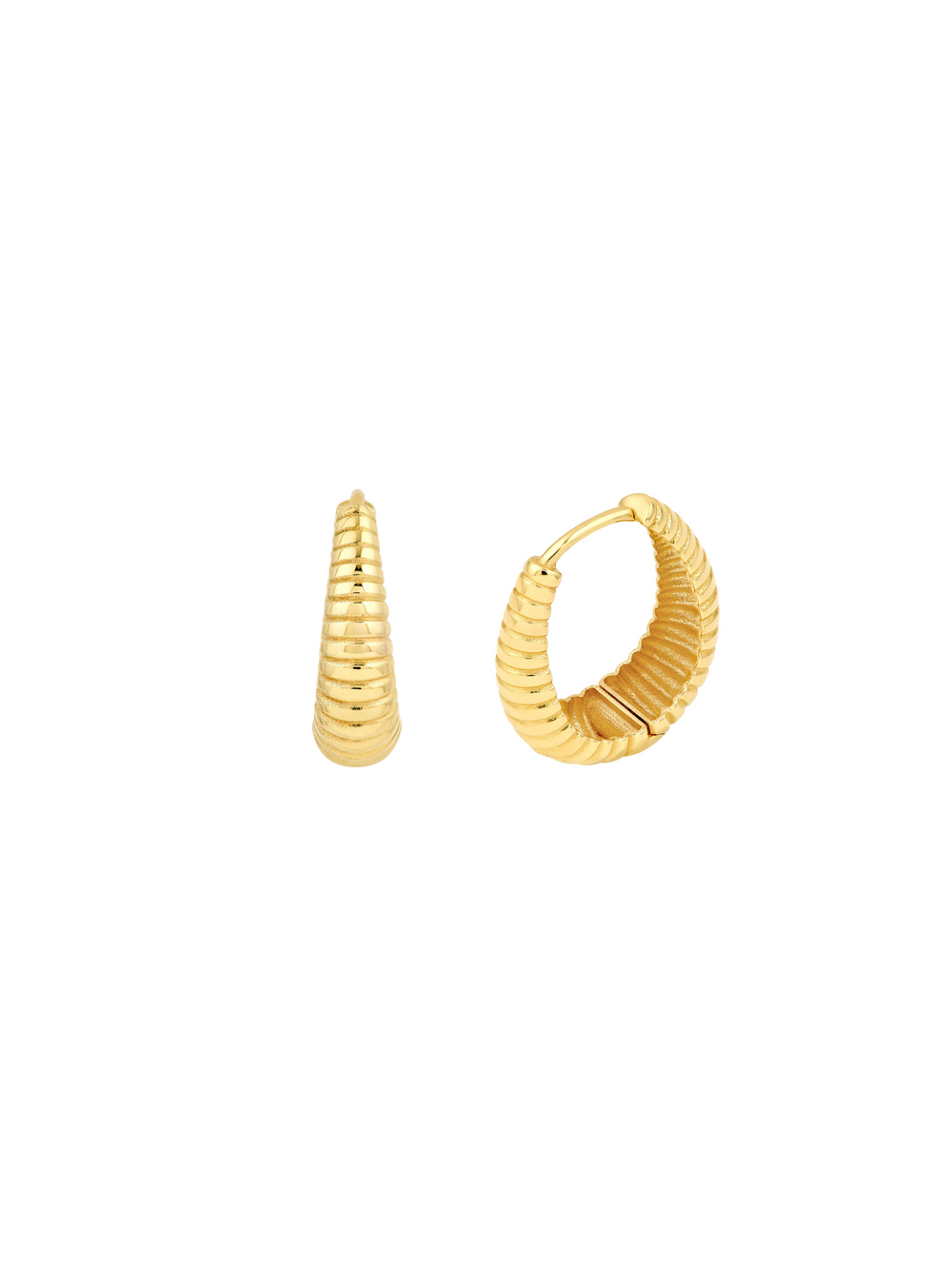 Par Arracadas Ovaladas Con Lineas Oro 14k