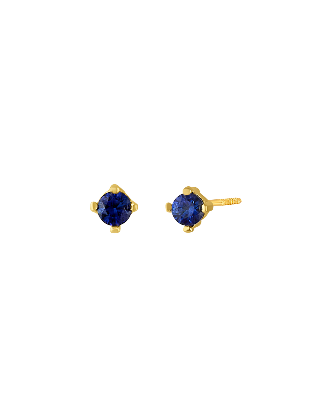 Arete Broquel Solitario Zafiro 3 mm Oro 14k
