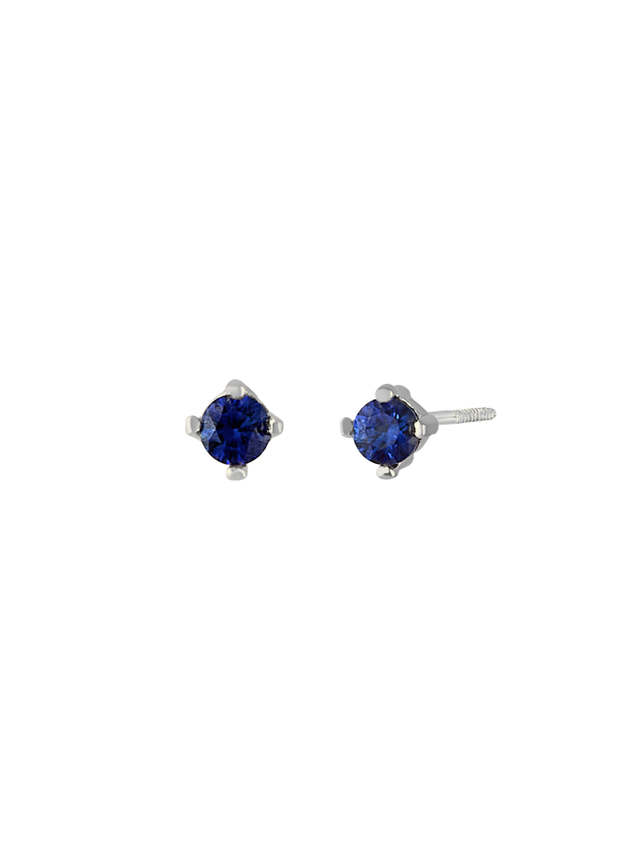 Arete Broquel Solitario Zafiro 3 mm Oro 14k