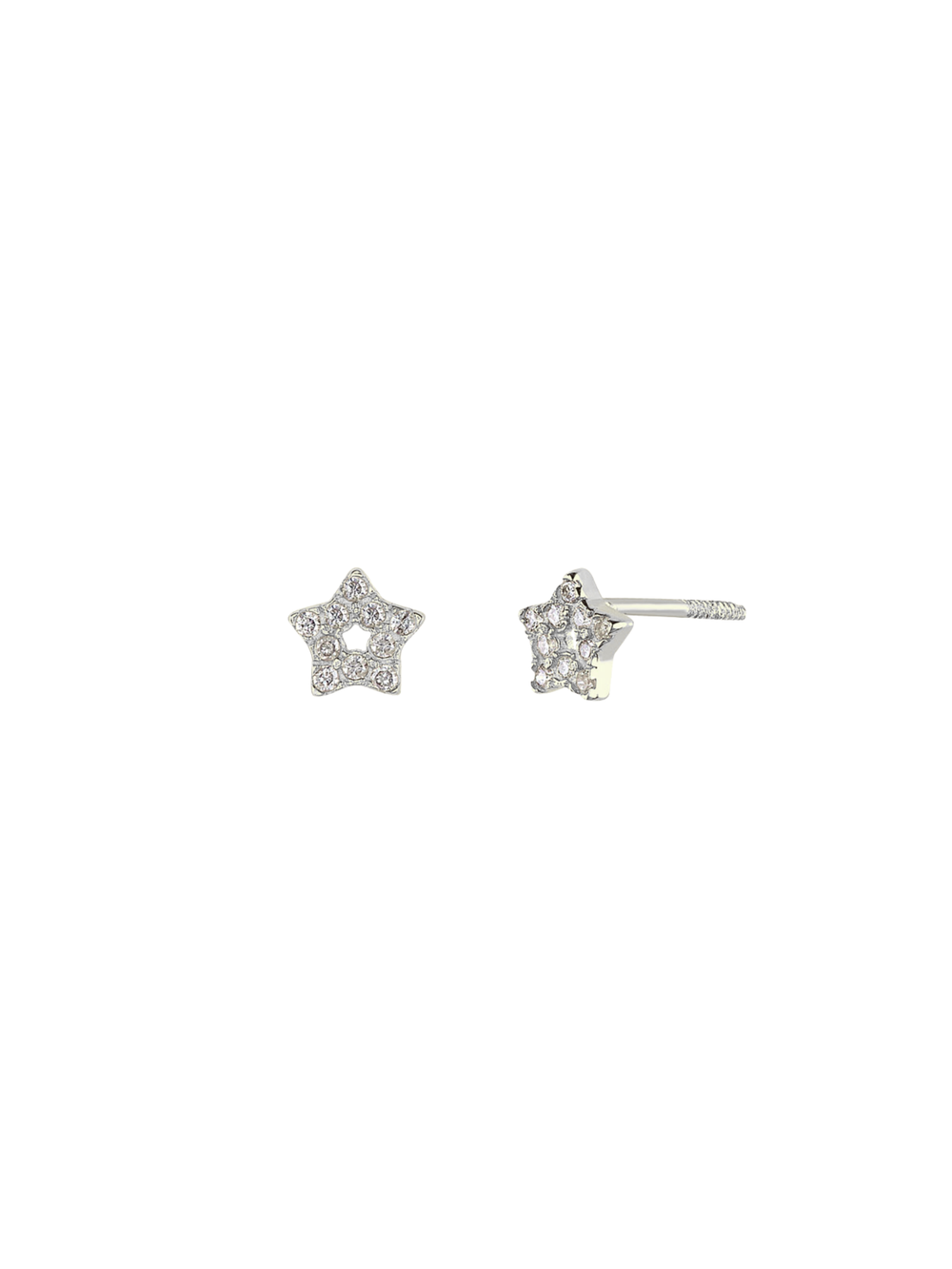 Arete Broquel Estrella Diamante 0.10 CT Oro 14k