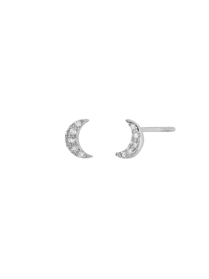 Arete Broquel Luna Diamante 0.05 CT Oro 14k