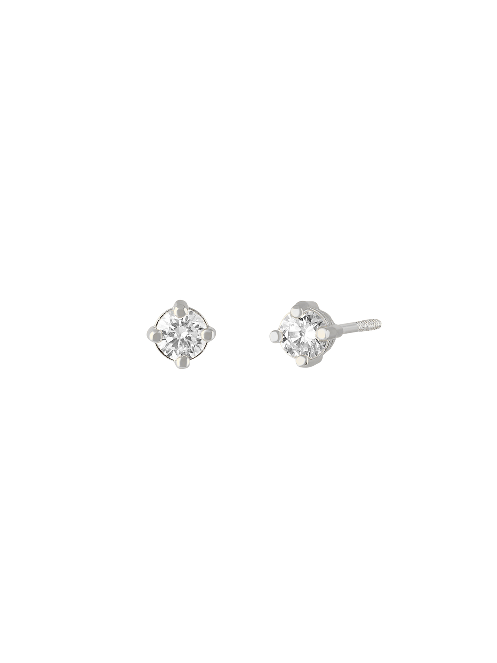 Arete Broquel Solitario Diamante 0.03 Ct Oro 14k