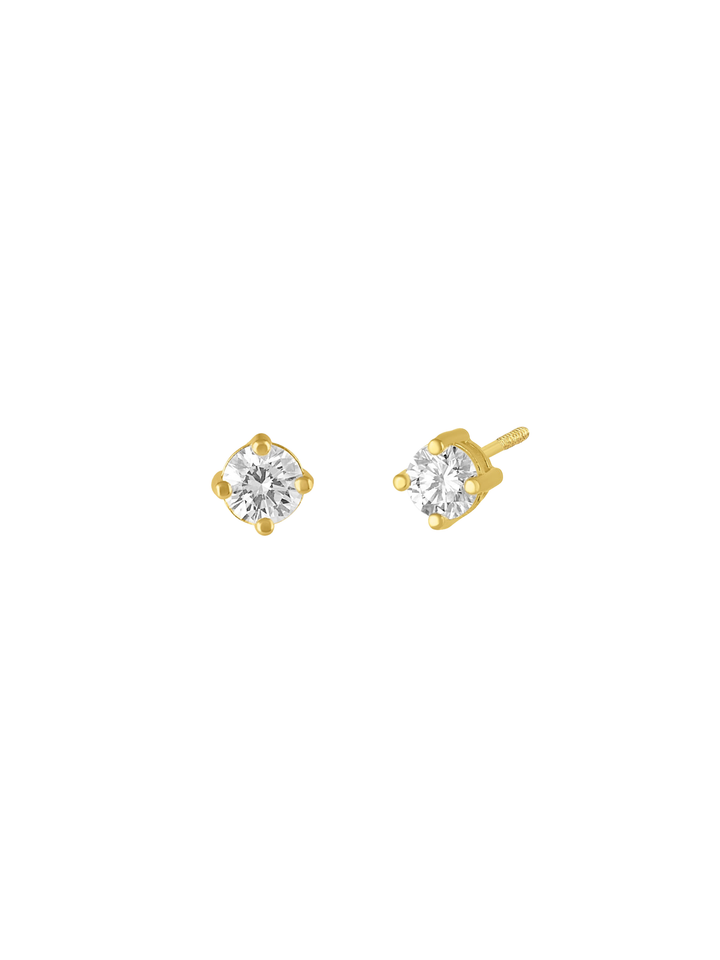 Arete Broquel Solitario Diamante 0.06 Ct Oro 14k
