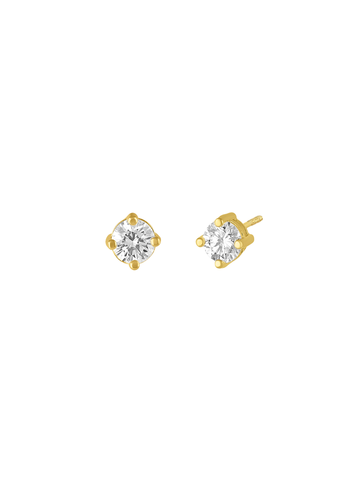 Arete Broquel Solitario Diamante 0.25 Ct Oro 14k