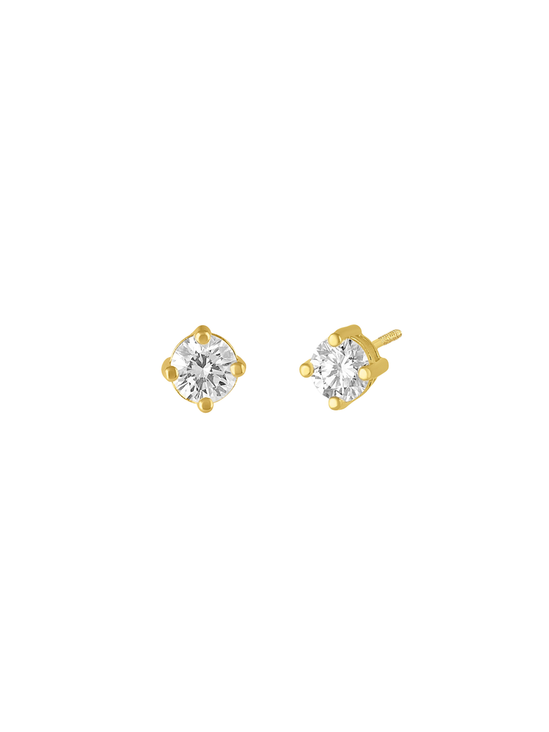 Arete Broquel Solitario Diamante 0.25 Ct Oro 14k
