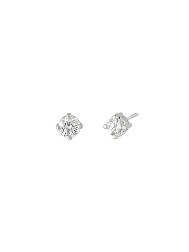 Arete Broquel Solitario Diamante 3 mm 0.11 Ct Oro 14k