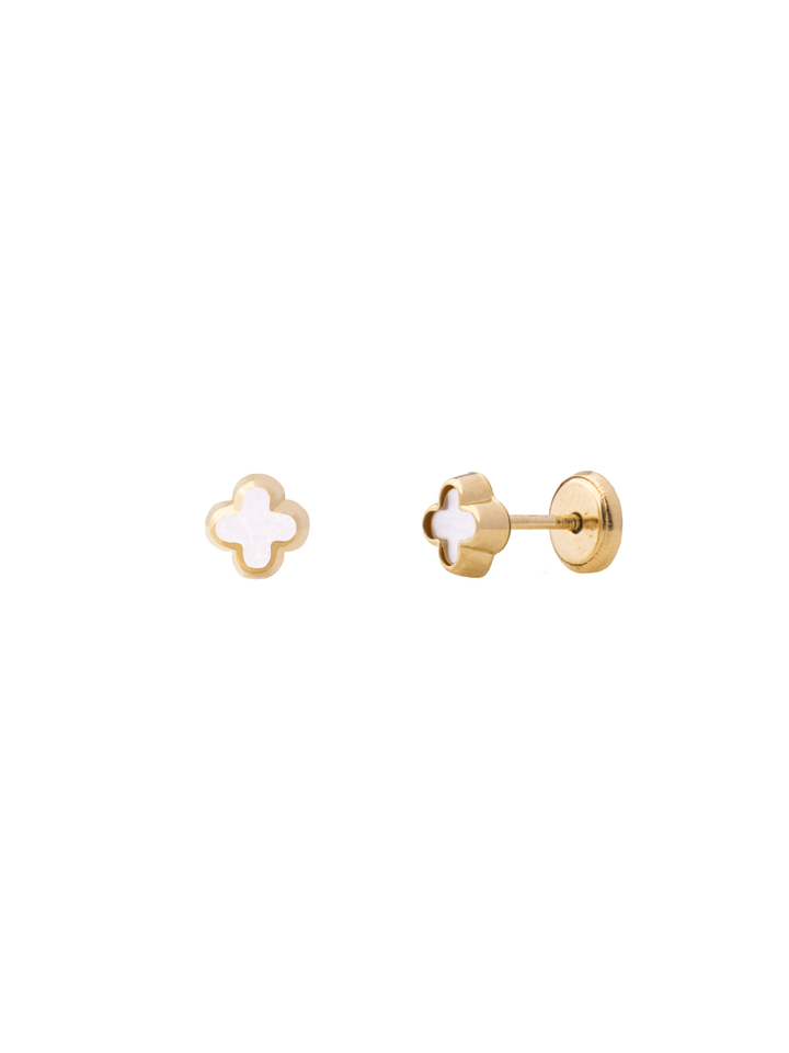 Broquel Trebol Colores Oro 14k