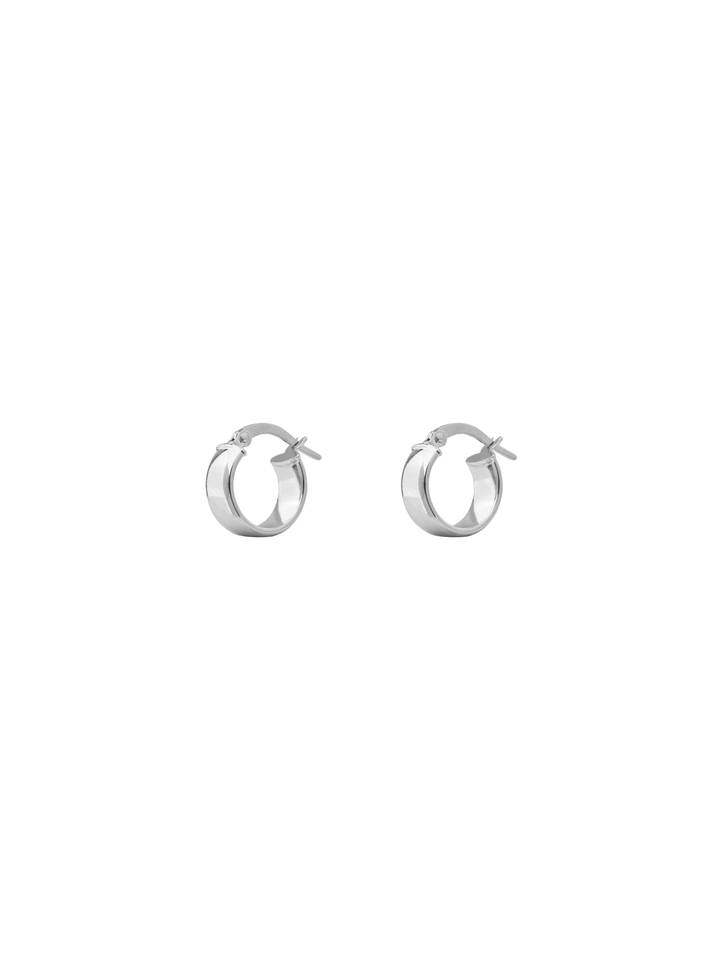 Par Mini Arracada Lisa Oro Blanco 14k