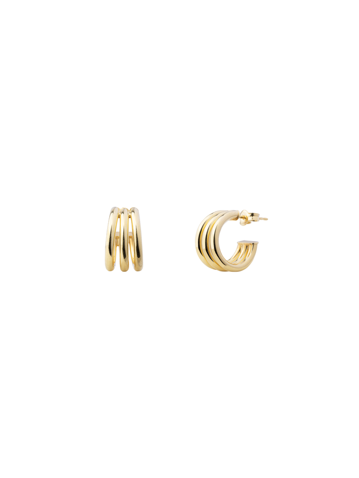 Par Mini Arracada Triple 14 mm Oro 14k