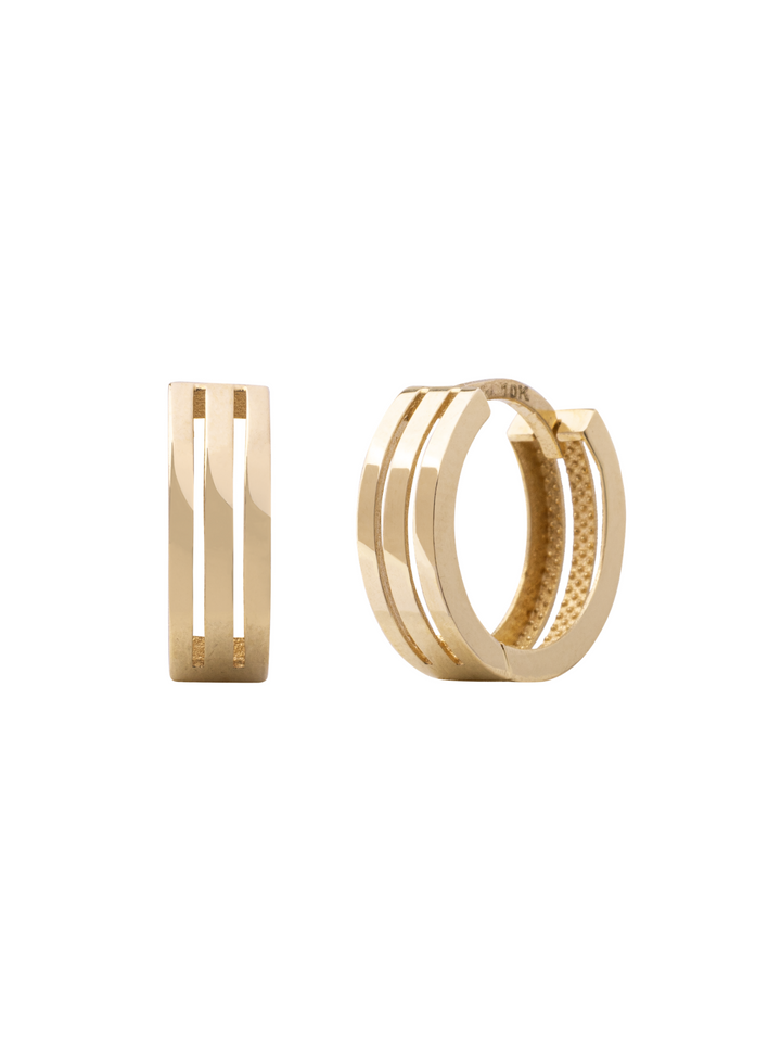 Par Arracada Triple 12 mm Oro 10k