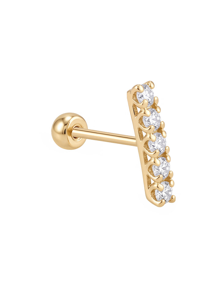 Broquel Linea Cinco Zirconias Oro 10k