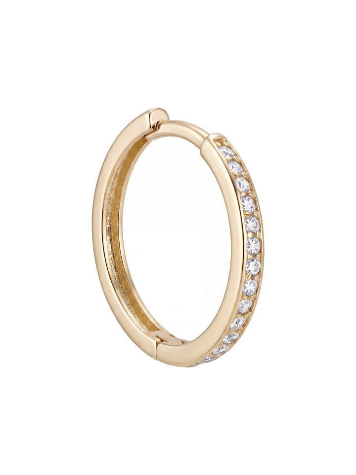Par Arracada Delgada Con Zirconias 17 mm Oro 10k