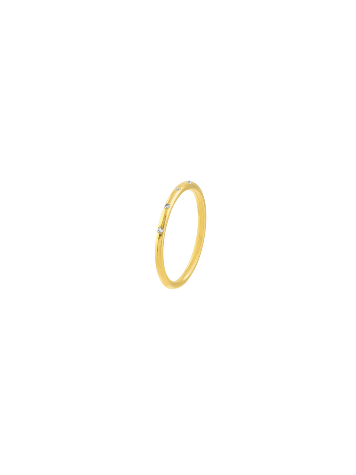 Anillo Delgado Con Diamantes 0.03 Ct Oro 14k