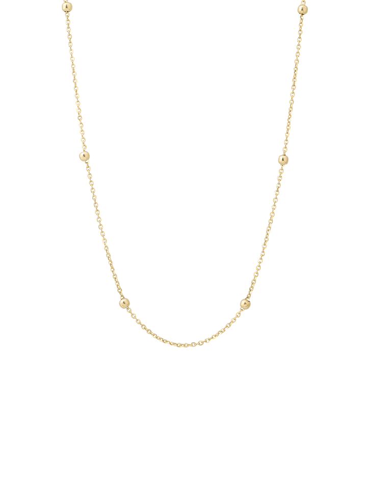 Collar Con Bolitas Doradas Oro 14k