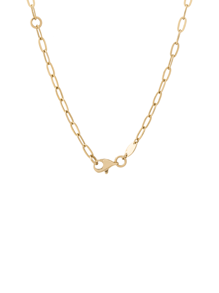Collar Eslabon Tipo Clip Con Circulo Oro 14k