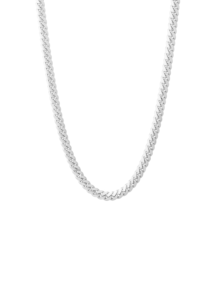 Cadena Eslabon Cubano 4 mm Oro Blanco 14k