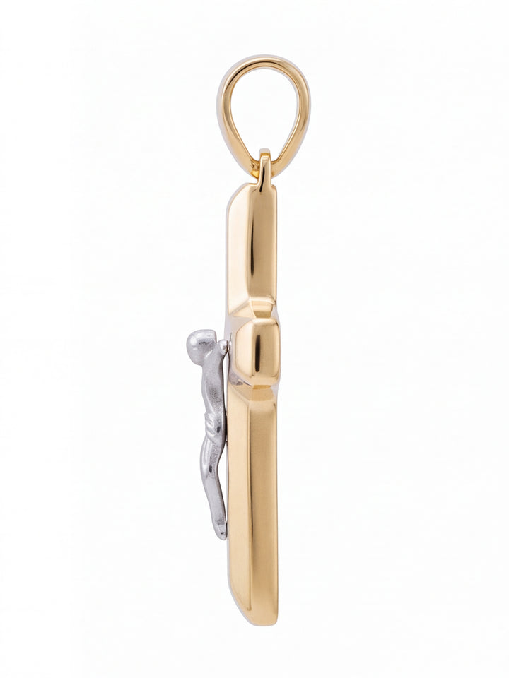 Dije Crucifijo Combinado Redondo Oro 14k