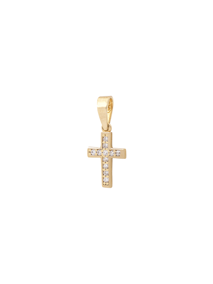 Dije Cruz Con Zirconias Oro 10k