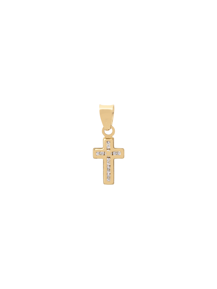 Dije Mini Cruz Con Zirconias Oro 10k