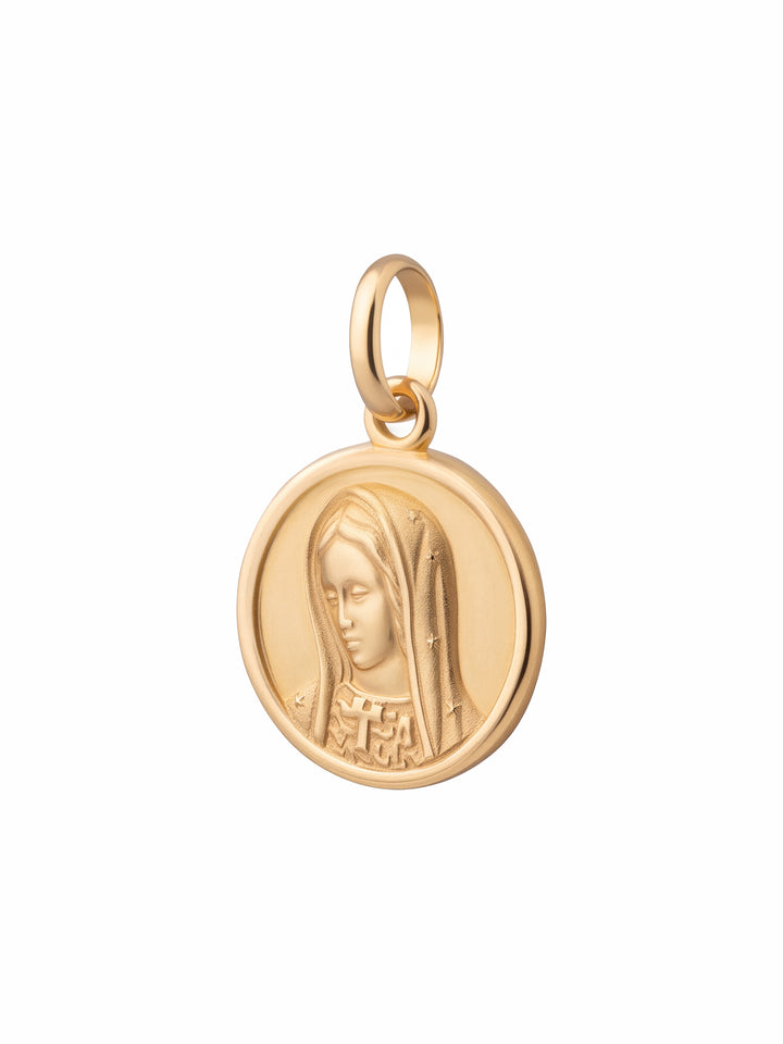 Dije Redondo Virgen María 18mm Oro 14k