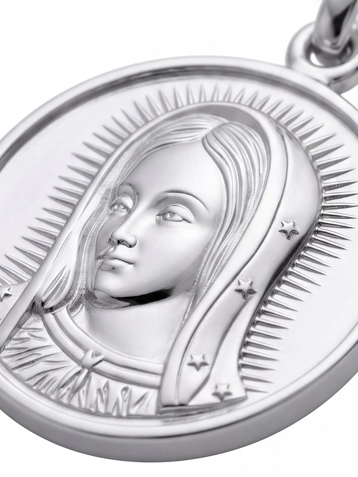 Dije Circular Virgen de Guadalupe 20 mm Oro 14k
