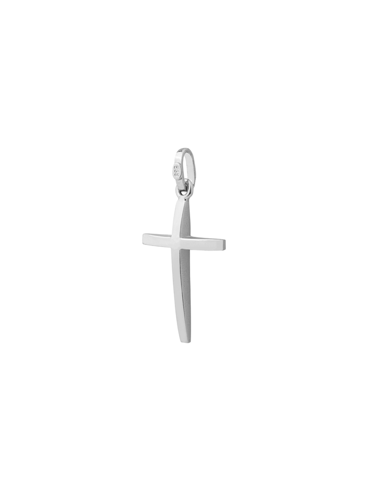 Dije Cruz Lisa Curveada Oro Blanco 14k