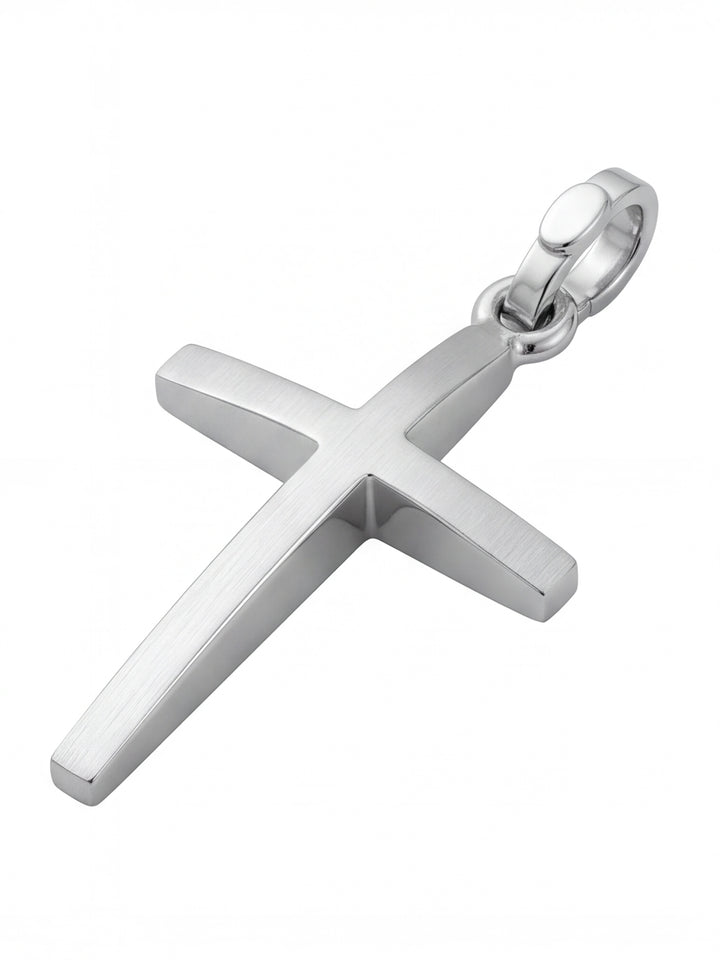 Dije Cruz Lisa Curveada Oro Blanco 14k