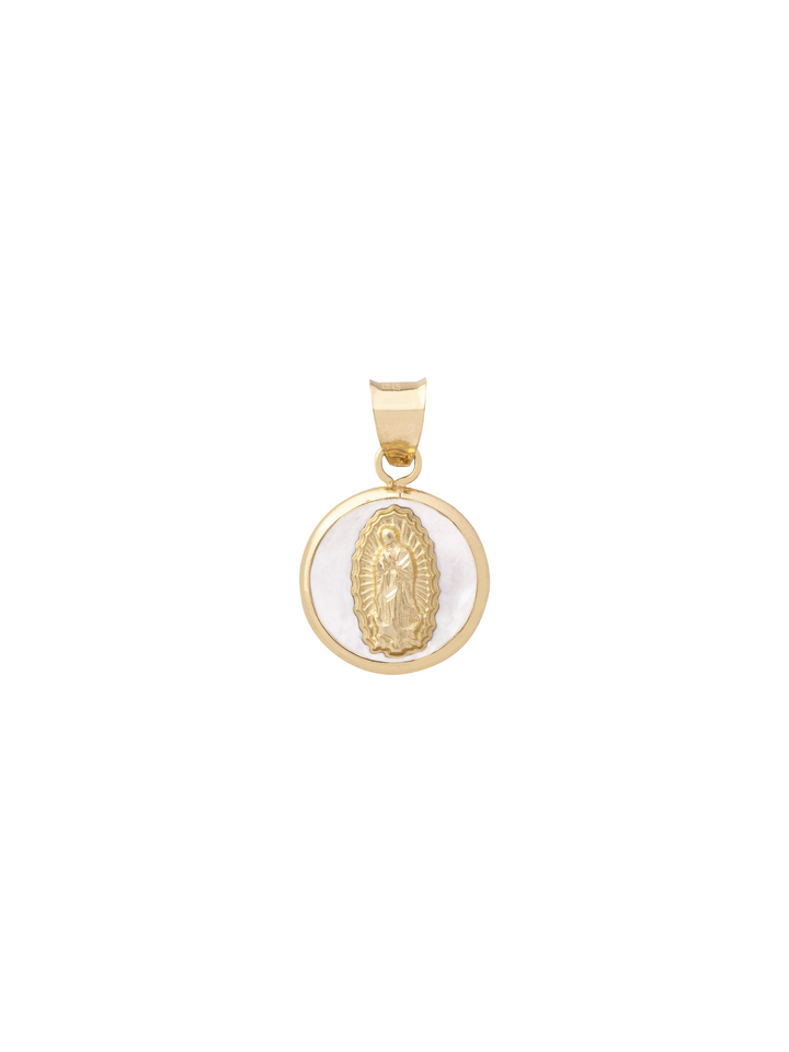 Dije Virgen Con Madre Perla Oro 10k