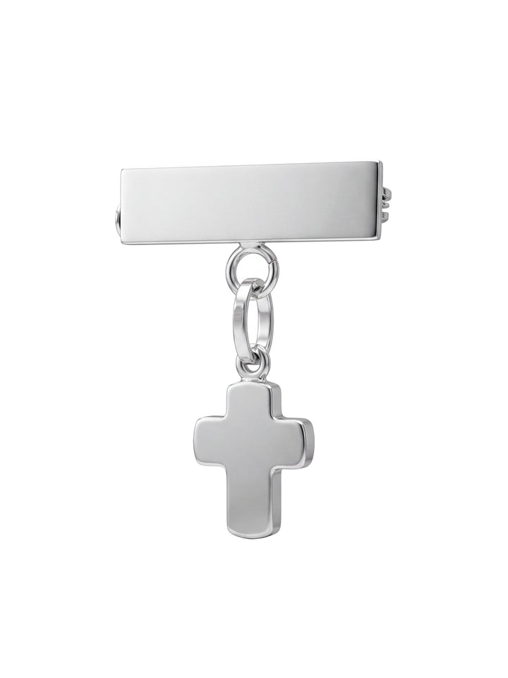 Placa Con Dije Cruz Plana Lisa Oro 14k