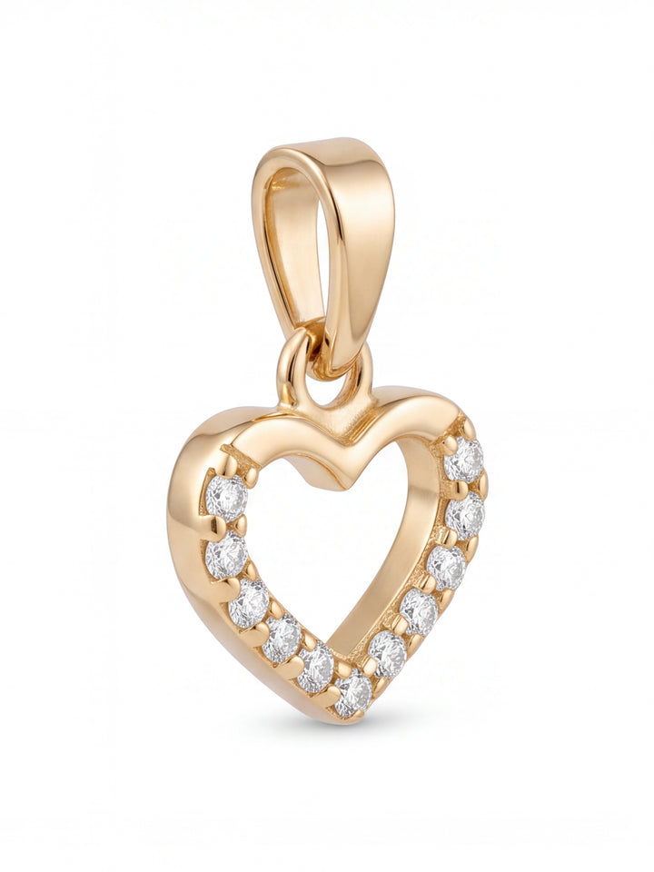 Dije Contorno Corazón con Zirconias Oro 10k
