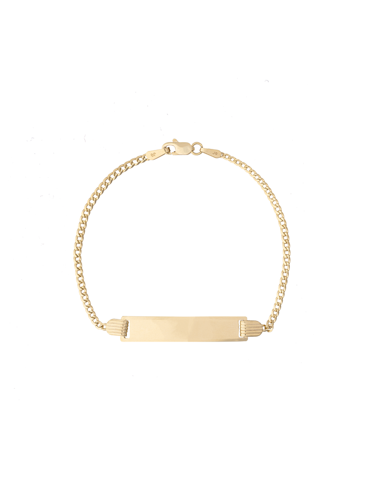 Pulsera Placa Cadena Chica Oro 14k