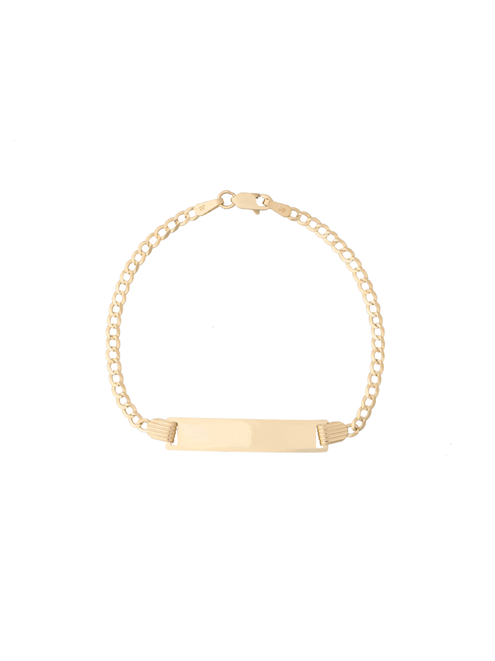 Esclava Eslabon Cubano 2.5 mm Niño/a Con Placa Oro 14k