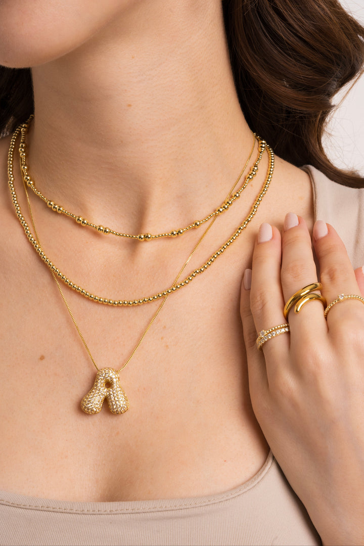 Collar Dorado Inicial Bubble Zirconias