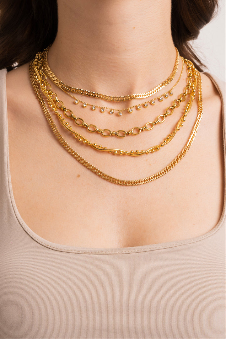 Collar Doble Torcido Con Bolitas