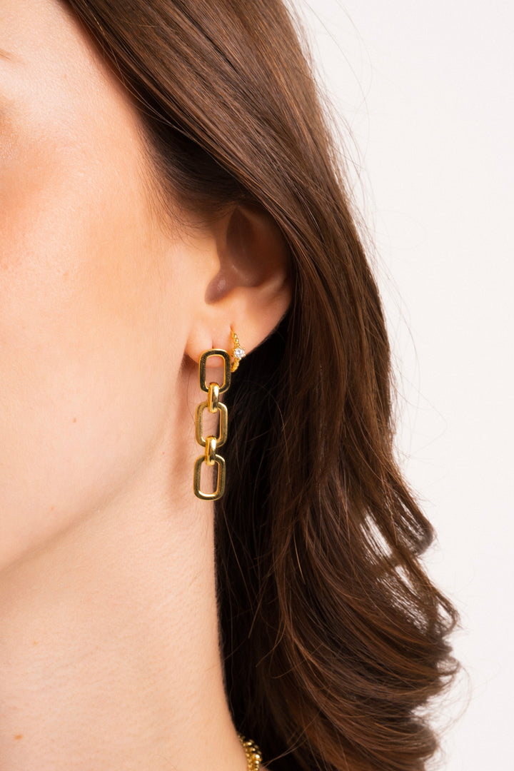 Par Arete Tira Triple Eslabon