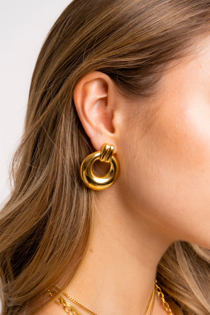 Par Arete Doble Linea Con Circulo