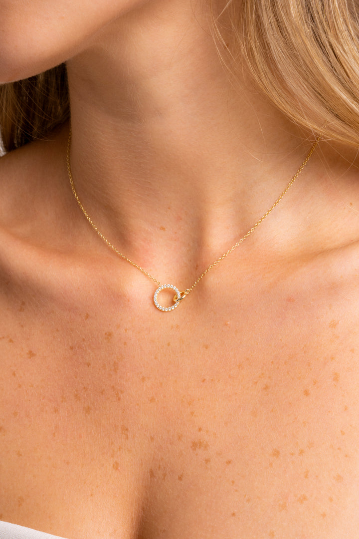 Collar Doble Circulo Con Zirconias