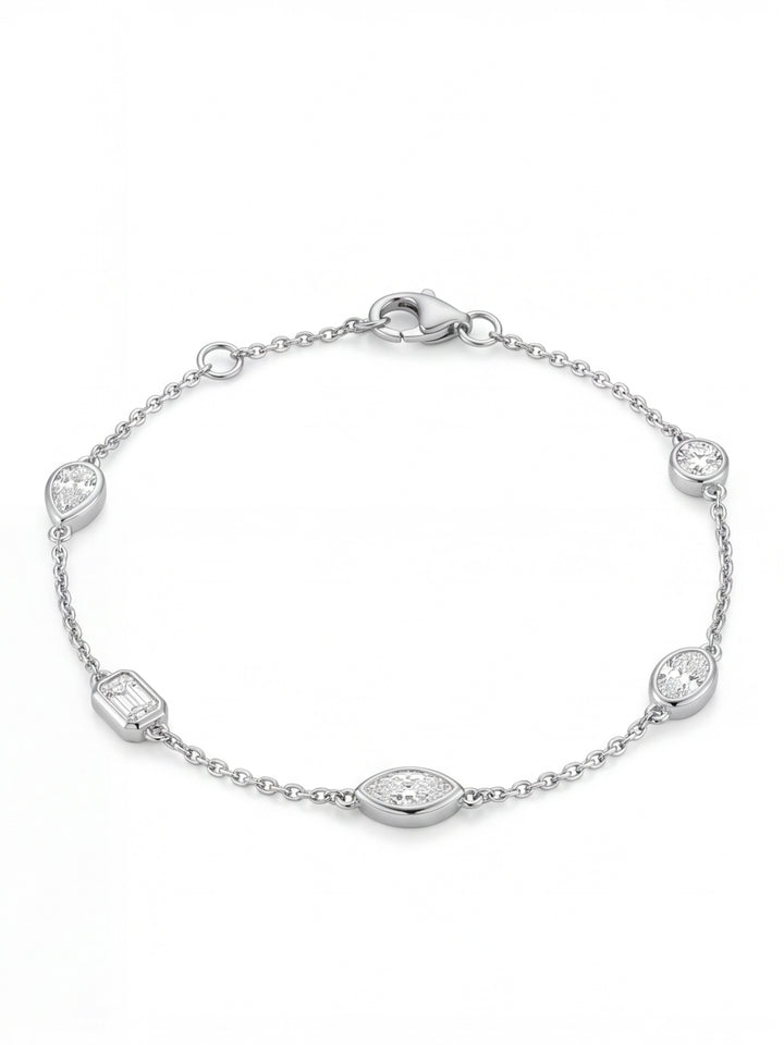 Pulsera Diamantes Lab Grown En Bisel Cortes Mixtos 1 Ct