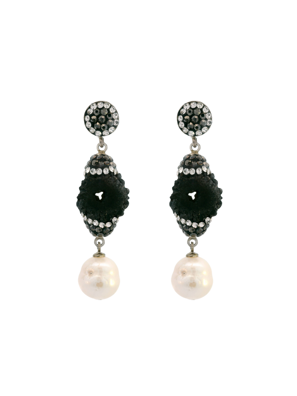 Par Arete Chico Hydro Cuarzo Con Perla Barroca