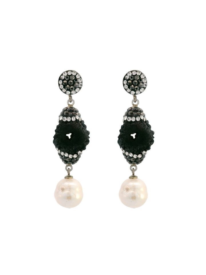 Par Arete Chico Hydro Cuarzo Con Perla Barroca