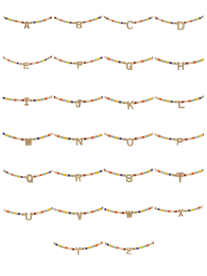 Pulsera Chaquiras Rainbow Con Inicial