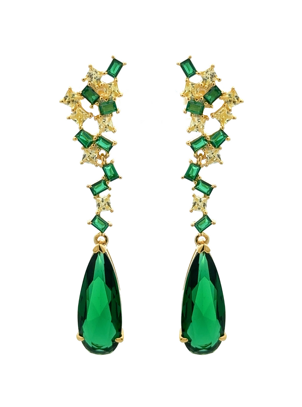 Par Arete Zirconias Con Piedra Verde