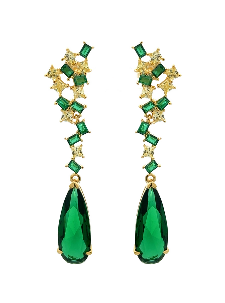 Par Arete Zirconias Con Piedra Verde