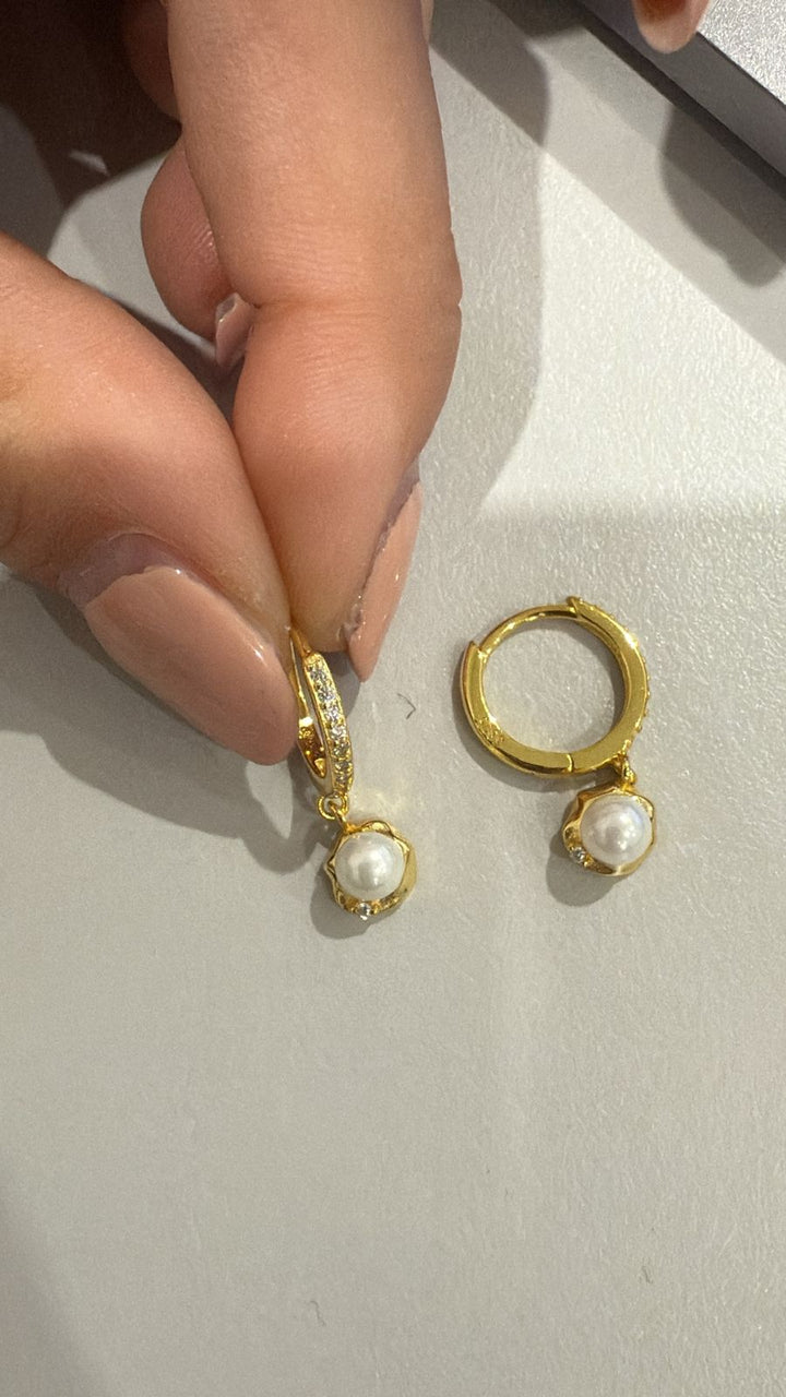 Par Arracada Zirconias Con Perla
