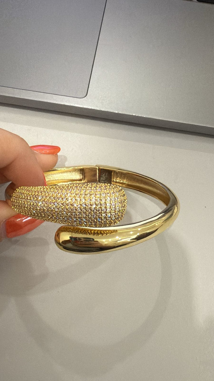 Brazalete Cruzado Doble Gota Zirconias