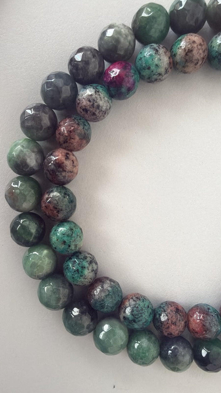 Collar Bolitas Piedra Natural 12 mm