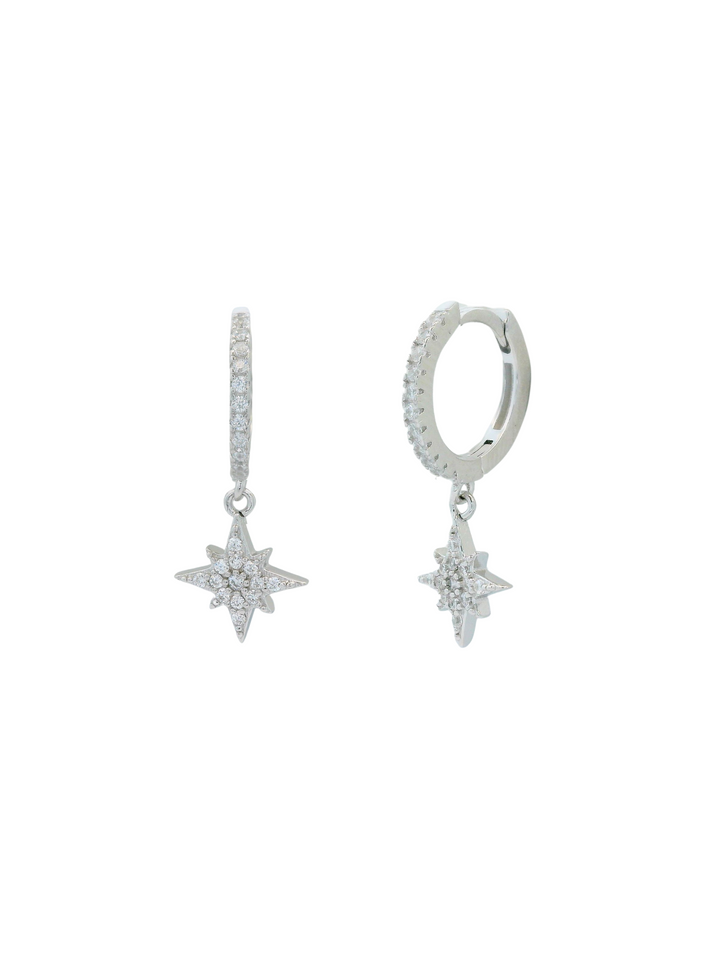 Arracada Zirconias Con Dije Estrella Del Norte