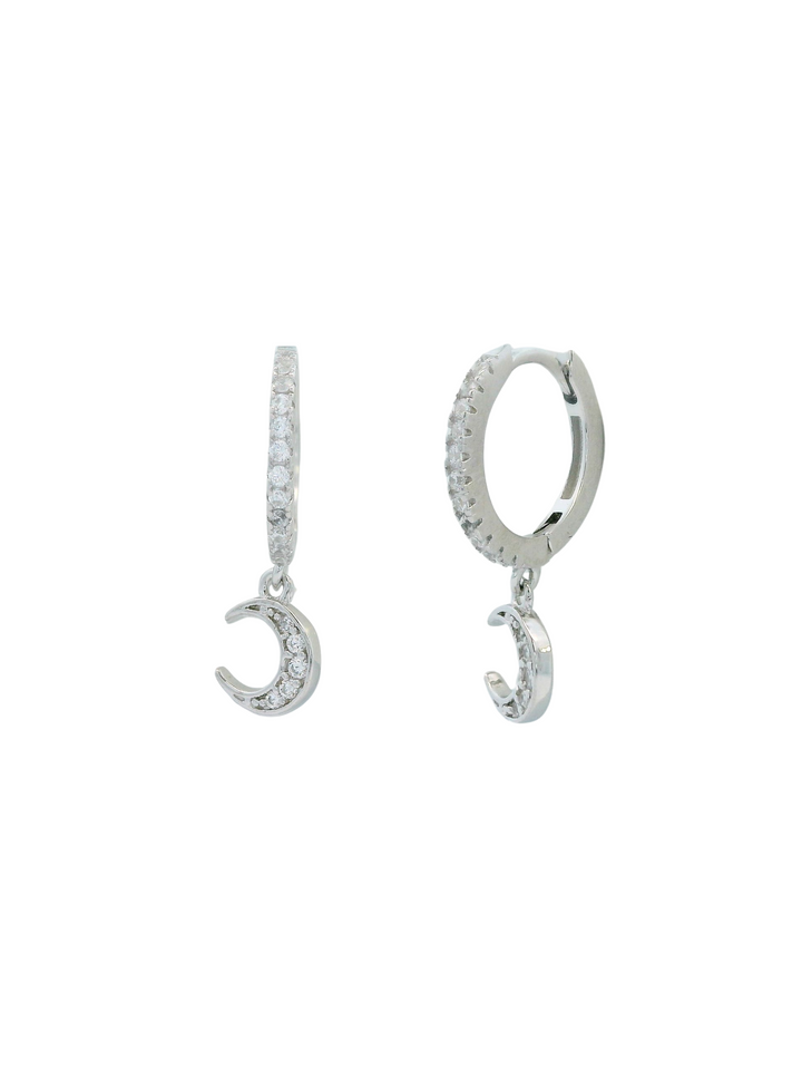 Arracada Zirconias Con Dije Luna