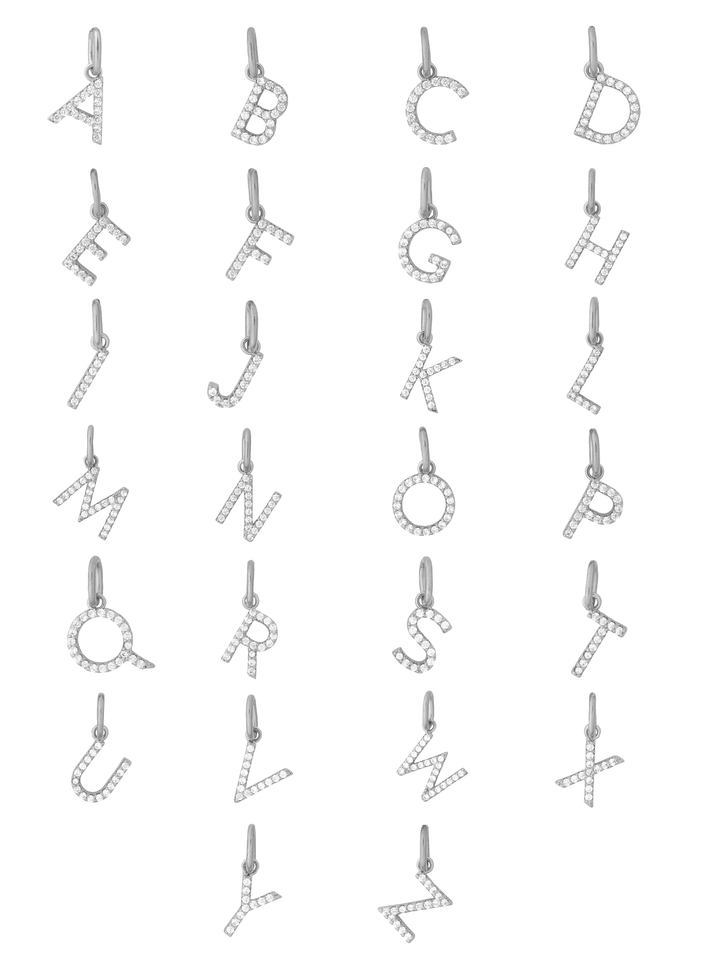 Collar Plateado Inicial Con Zirconias