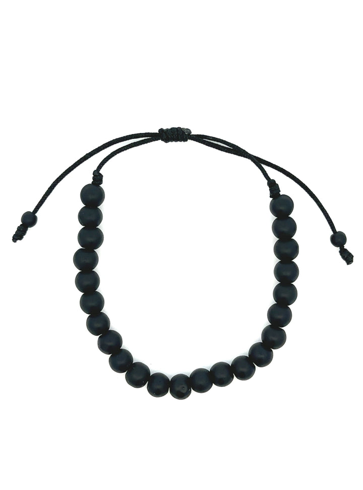 Pulsera Bolitas Negras Onix Mate
